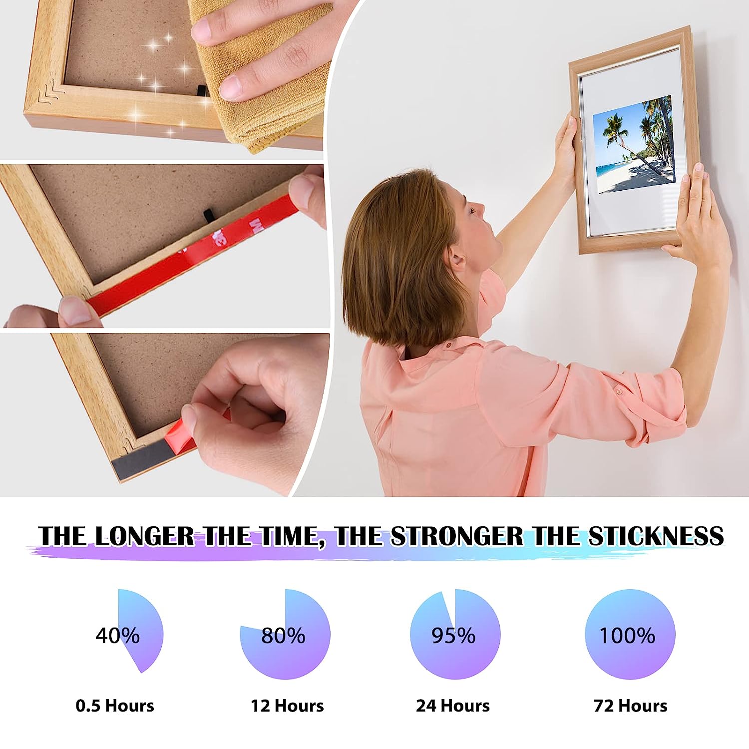 Double Sided Tape, Heavy Duty Mounting Tape, 33FT x 0.4IN Adhesive Foam Tape 3M Quality for Home Office Car Automotive Decor - Image 5
